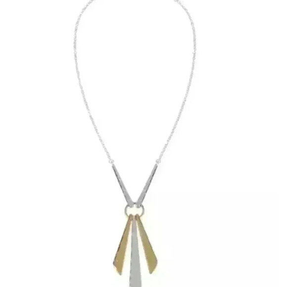Robert Lee Morris NewTwo toned Geometric Necklace - Picture 1 of 2